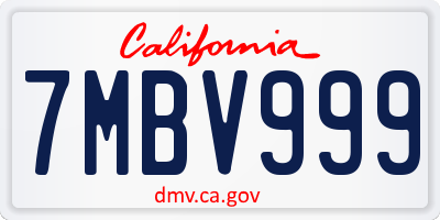 CA license plate 7MBV999