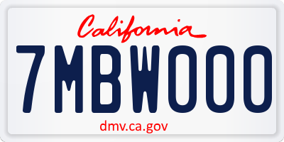 CA license plate 7MBW000