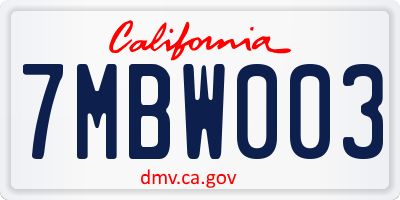 CA license plate 7MBW003