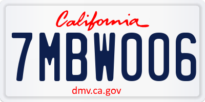 CA license plate 7MBW006