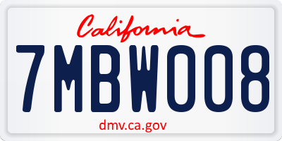 CA license plate 7MBW008