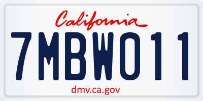 CA license plate 7MBW011