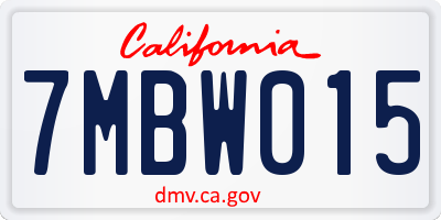 CA license plate 7MBW015