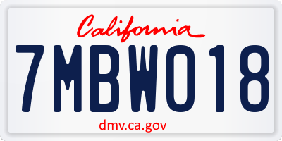 CA license plate 7MBW018