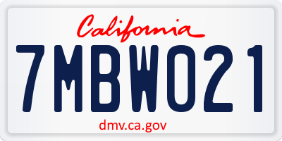 CA license plate 7MBW021