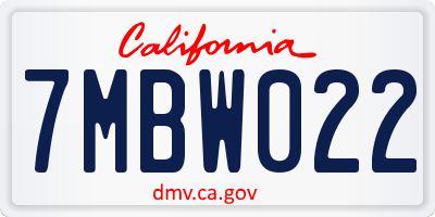 CA license plate 7MBW022