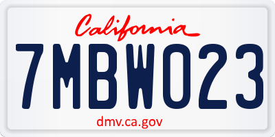 CA license plate 7MBW023