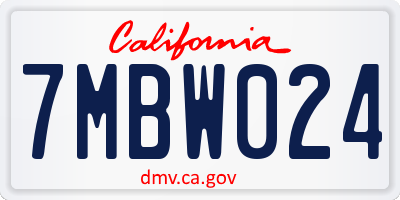 CA license plate 7MBW024