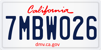 CA license plate 7MBW026