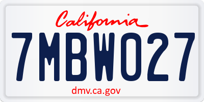 CA license plate 7MBW027
