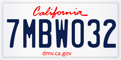 CA license plate 7MBW032