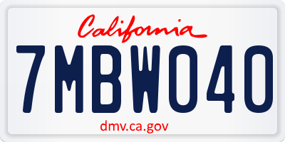 CA license plate 7MBW040