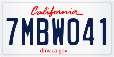 CA license plate 7MBW041