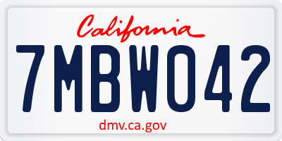 CA license plate 7MBW042