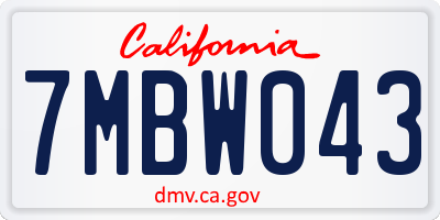 CA license plate 7MBW043