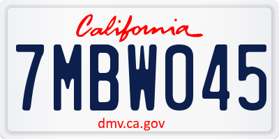 CA license plate 7MBW045