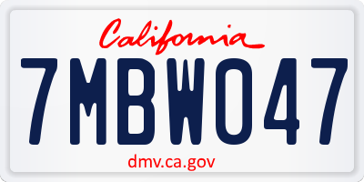 CA license plate 7MBW047