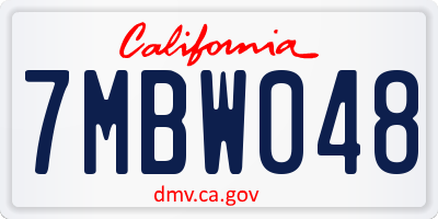 CA license plate 7MBW048