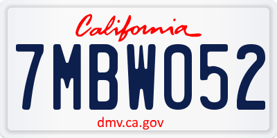 CA license plate 7MBW052