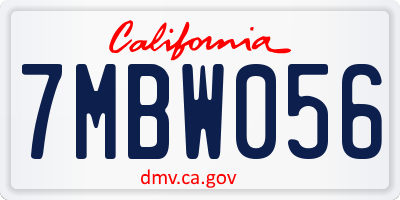 CA license plate 7MBW056
