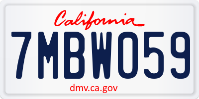 CA license plate 7MBW059