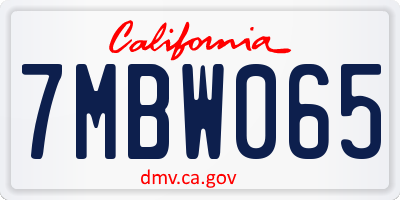 CA license plate 7MBW065