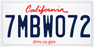 CA license plate 7MBW072