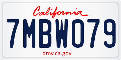 CA license plate 7MBW079