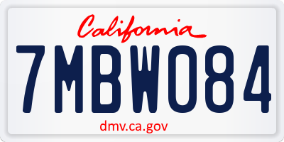 CA license plate 7MBW084