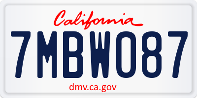 CA license plate 7MBW087