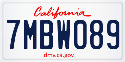 CA license plate 7MBW089