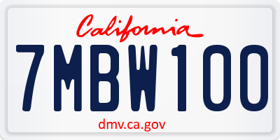 CA license plate 7MBW100
