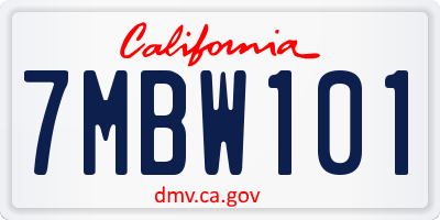 CA license plate 7MBW101