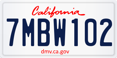 CA license plate 7MBW102