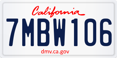 CA license plate 7MBW106