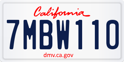 CA license plate 7MBW110