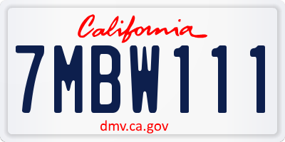 CA license plate 7MBW111