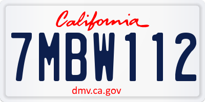 CA license plate 7MBW112