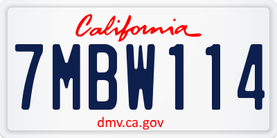 CA license plate 7MBW114