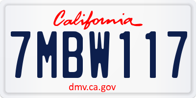 CA license plate 7MBW117