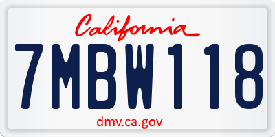 CA license plate 7MBW118