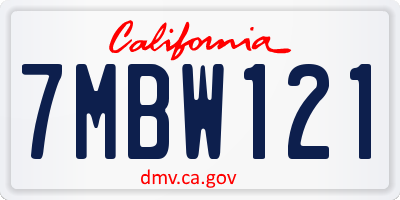 CA license plate 7MBW121