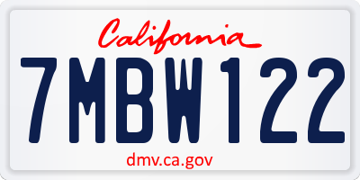 CA license plate 7MBW122