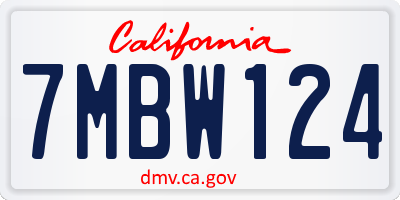 CA license plate 7MBW124