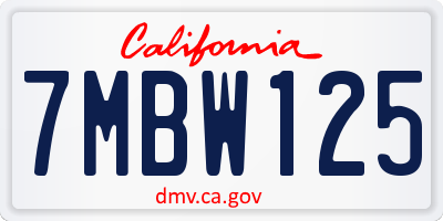 CA license plate 7MBW125