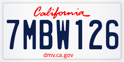 CA license plate 7MBW126