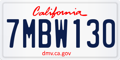 CA license plate 7MBW130