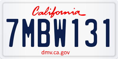 CA license plate 7MBW131