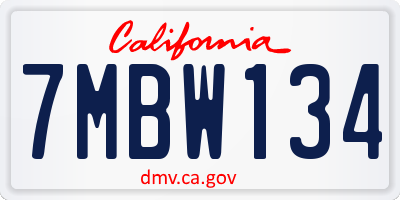 CA license plate 7MBW134