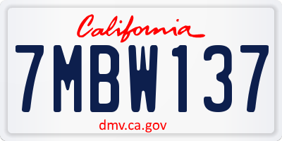 CA license plate 7MBW137